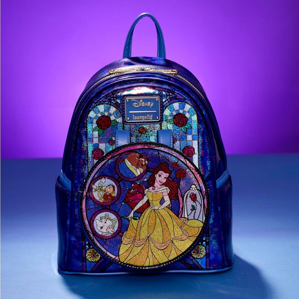 Loungefly Belle Backpack Disney Princess Stained Glass Limited Exclusive IN HAND